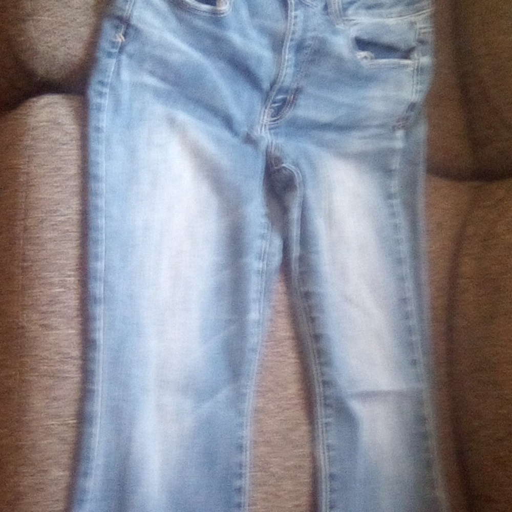 American Eagle Super Stretchy Hi Rise Boho Artist Flared Lightwash Skinny Jeans